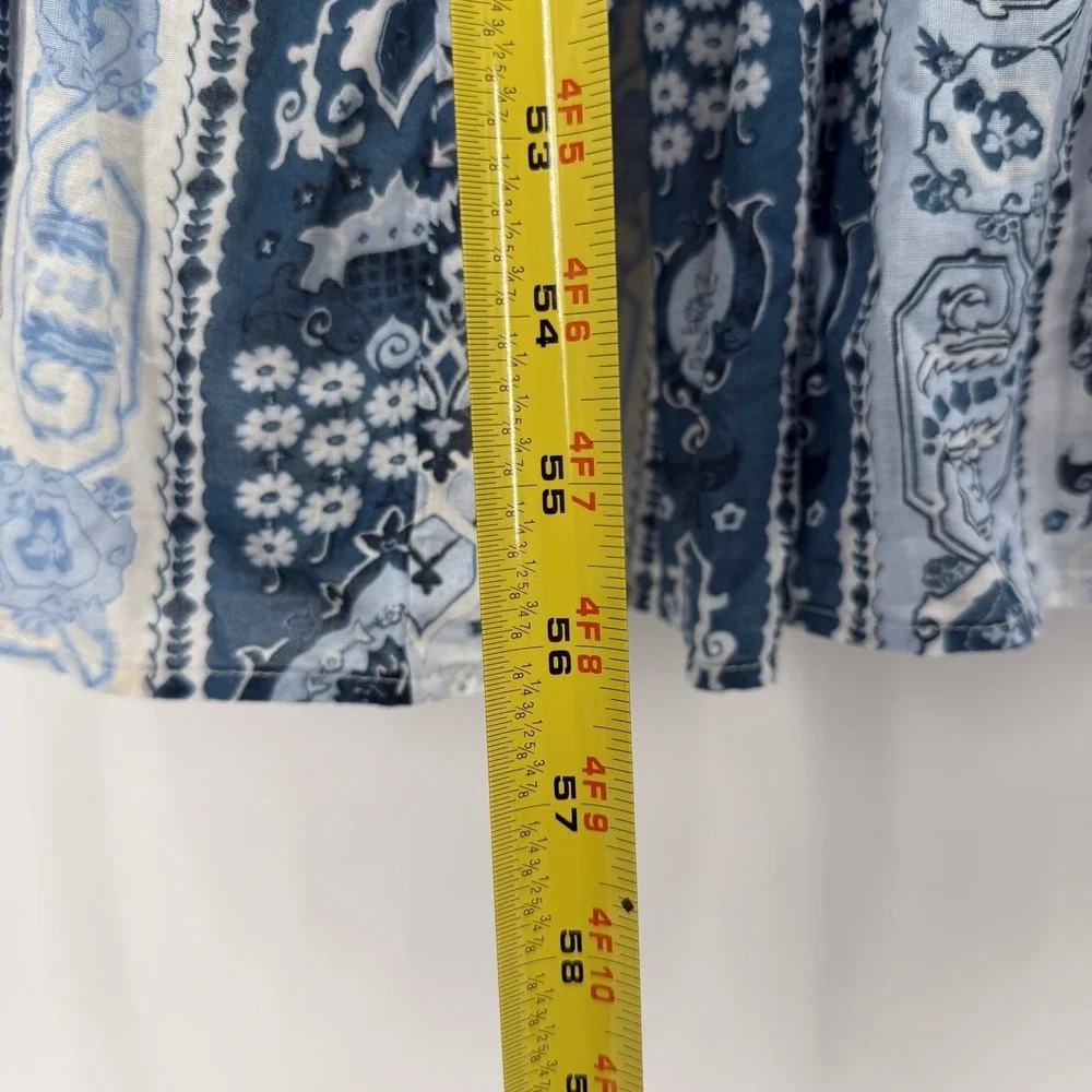 Abercrombie & Fitch Sz MT Blue Bra-Free V Neck Flowy Tiered Tie Back Maxi Dress